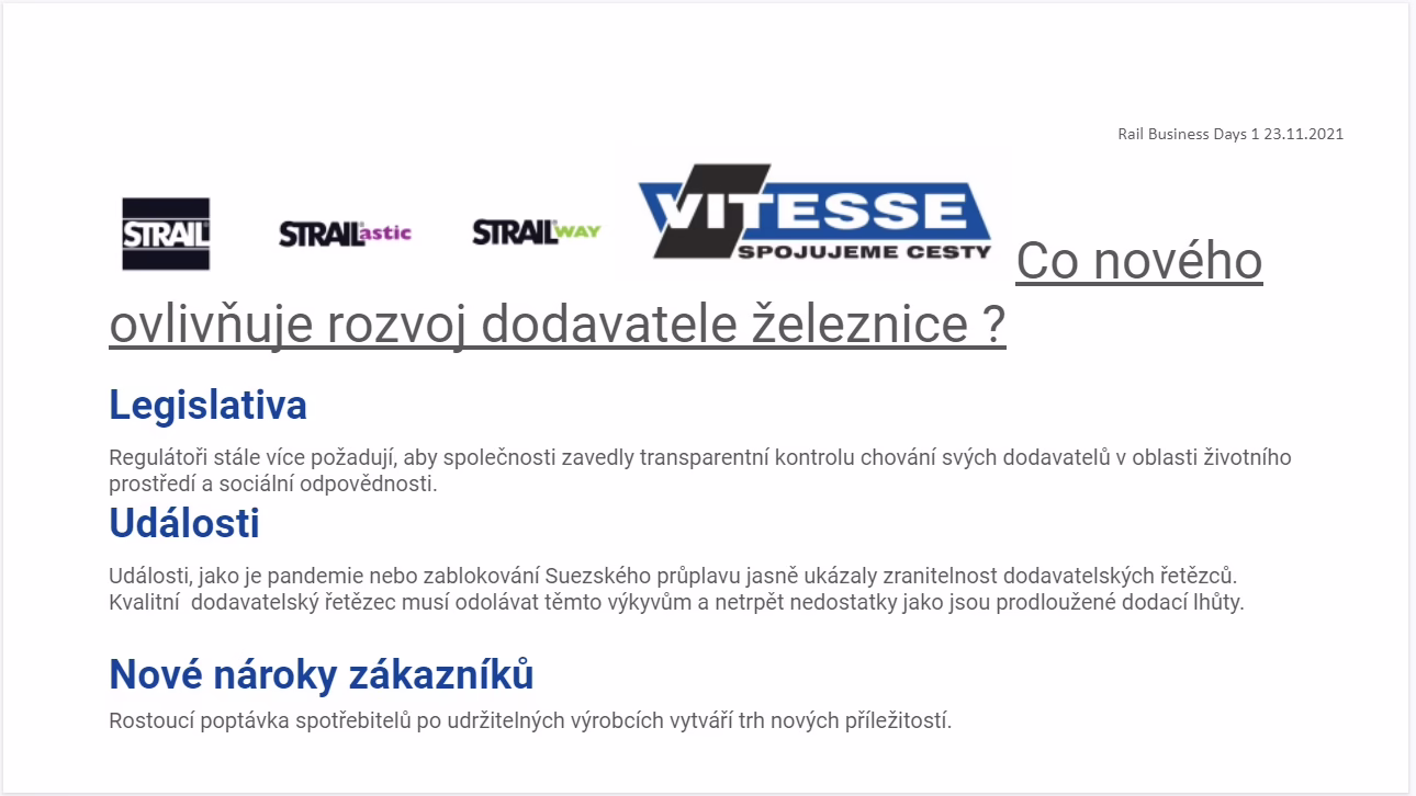 Role dodavatele železnice při ochraně životního prostředí a zvyšování udržitelnosti